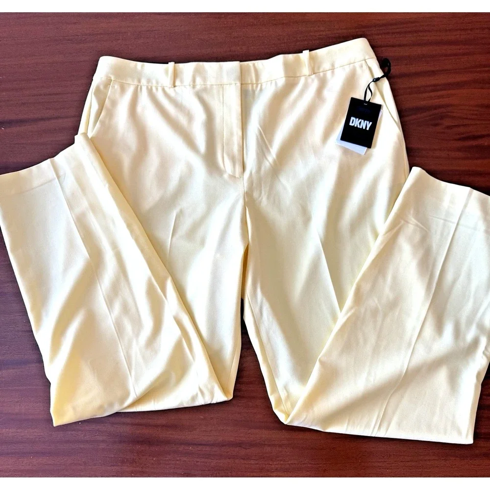Lot 2 Women‎ Dress Pants Size 16 DKNY Essex Yellow + Elaine Rose Pull On Career